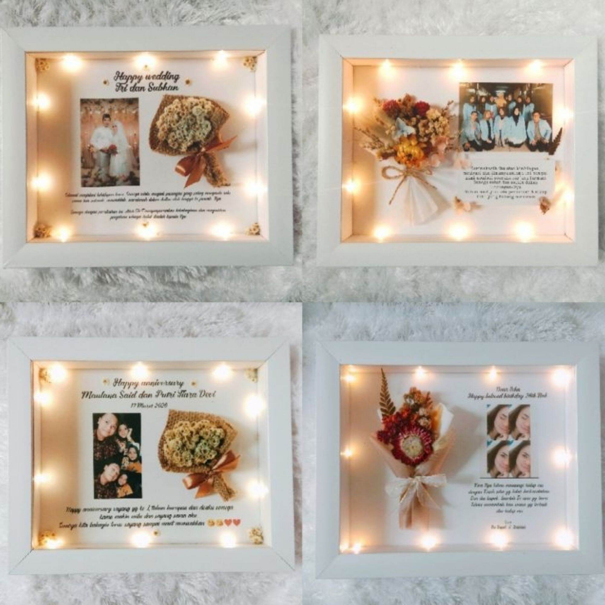 30X25Cm Decorative Lamp with Edelweiss buket bunga Led Scrap Box Frame Photo Frame 3D Popup Photo Fram…