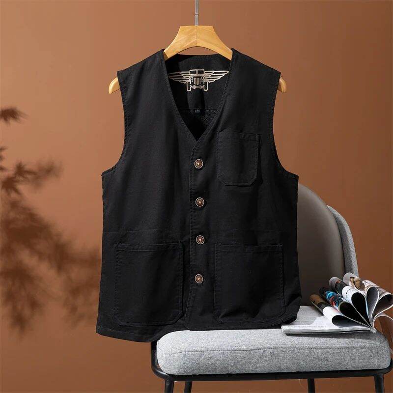 Rompi Pria Formal Rompi Pria Outdoor warna hitam Size XXL Bahan Katun