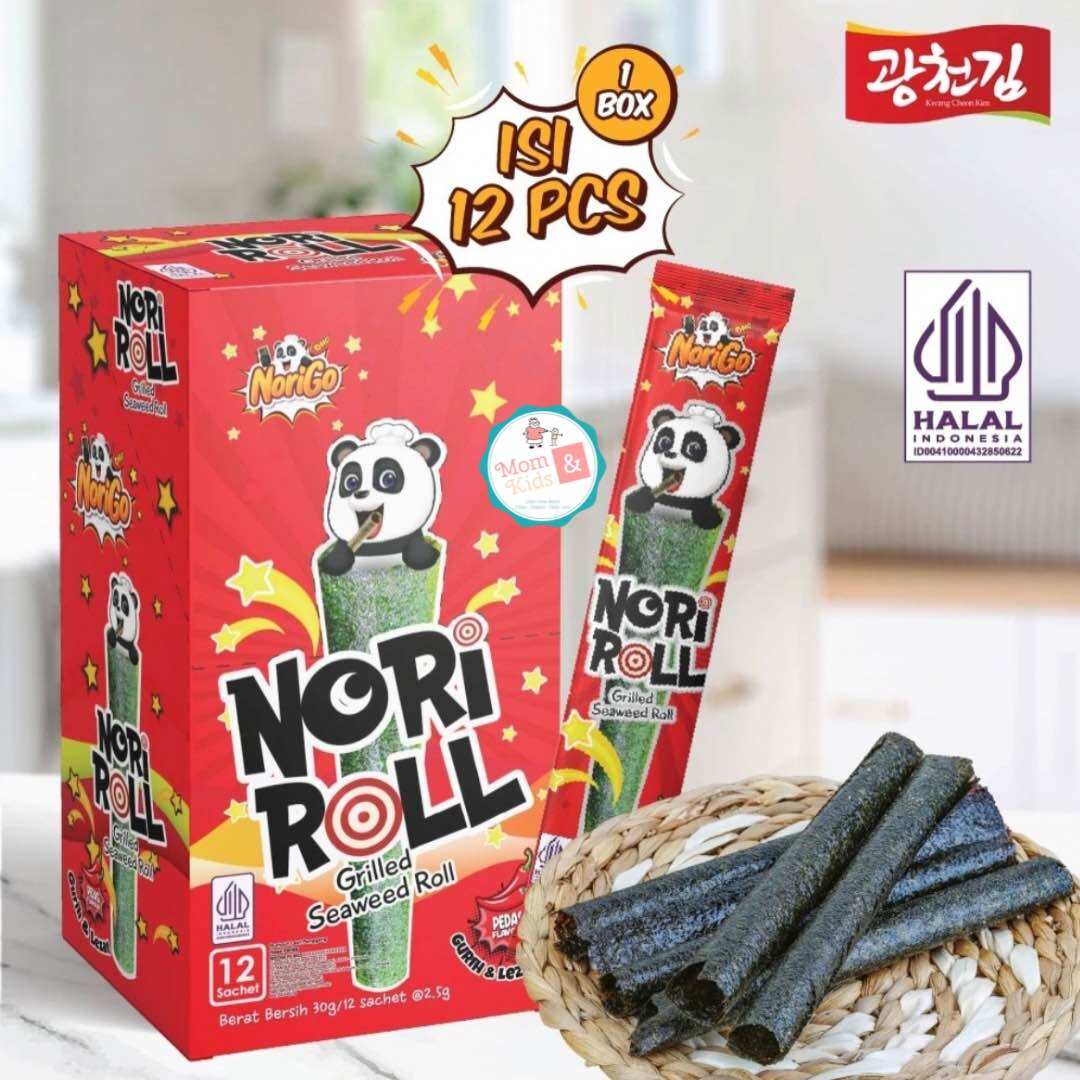 NORIGO NORI ROLL GRILLED SEAWEED ROLL (1 BOX 12 PCS) | RUMPUT LAUT PANGGANG | SNACK CEMILAN BAYI ANAK