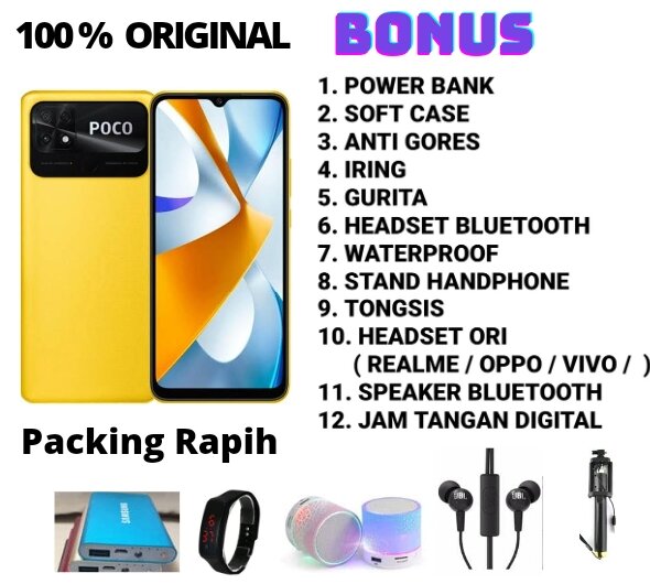 XIAOMI POCO C40 RAM 4/64 GARANSI RESMI Harga  1,299,000 Ringgit*Penghantaran Percuma