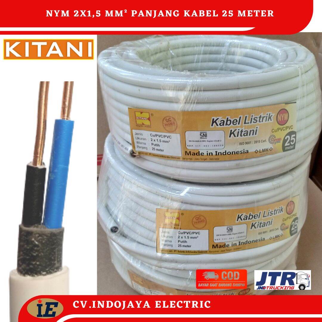 Jual Kabel Listrik Engkel/Tunggal NYA 1,5mm² Kabel Kitani Kabel Panjang 25  - Hitam - Kab. Banyumas - Cv Indojaya Electric