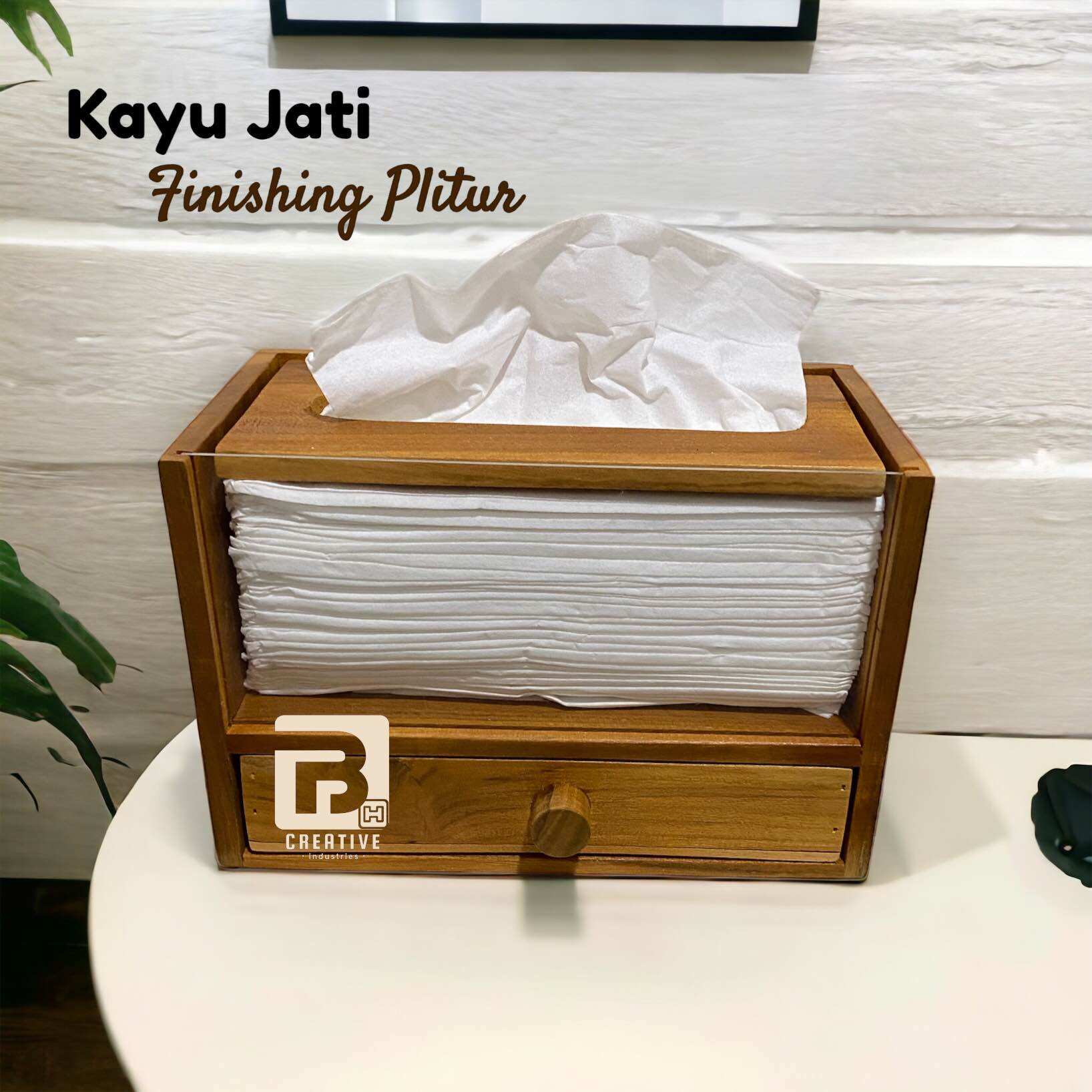 Tempat tisu kayu aesthetic / kotak tisu kayu jati estetik / wooden tissue box