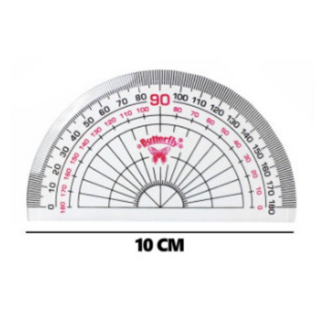 1 Pcs Penggaris Busur Derajat PROTRACTOR 180° 10 Cm BUTTERFLY