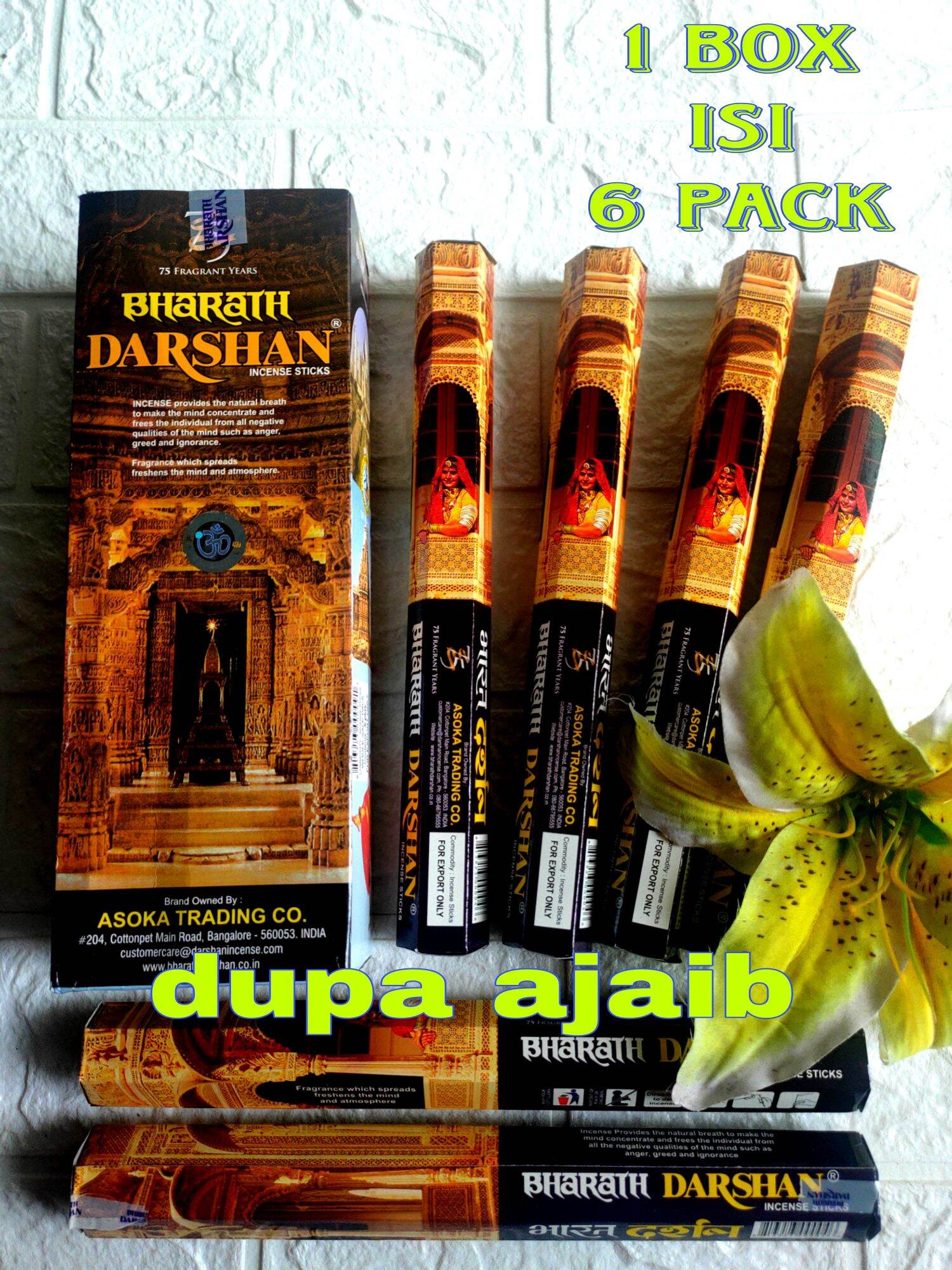 Dupa Hio Hexa Bharath Darshan Incense Sticks 1 Box Produk Asoka Trading Company Bangalore India Headmate Aromaterapi Wewangian Ruangan