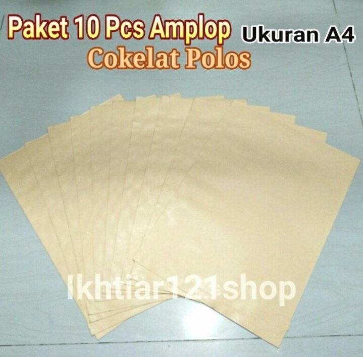 10 Lembar Amplop Cokelat Polos A4/Paket 10 Pcs Amplop Ukuran A4