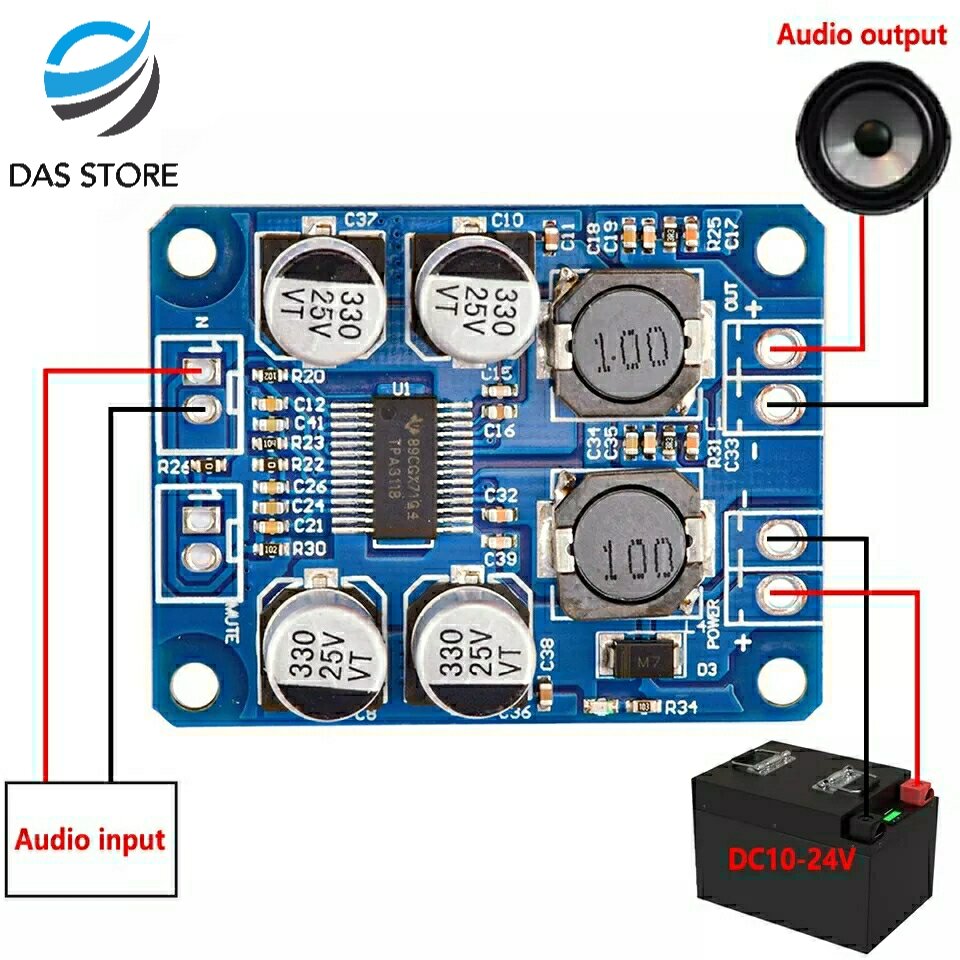 TPA 3118 PBTL mono digital power amplifier board class D 1x60W 12v 24v