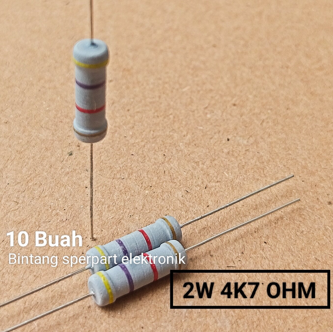 (10 BUAH) RESISTOR 2W 4K7 OHM 5% RESISTOR 2WATT 4K7 OHM RESISTOR 2 WATT ...