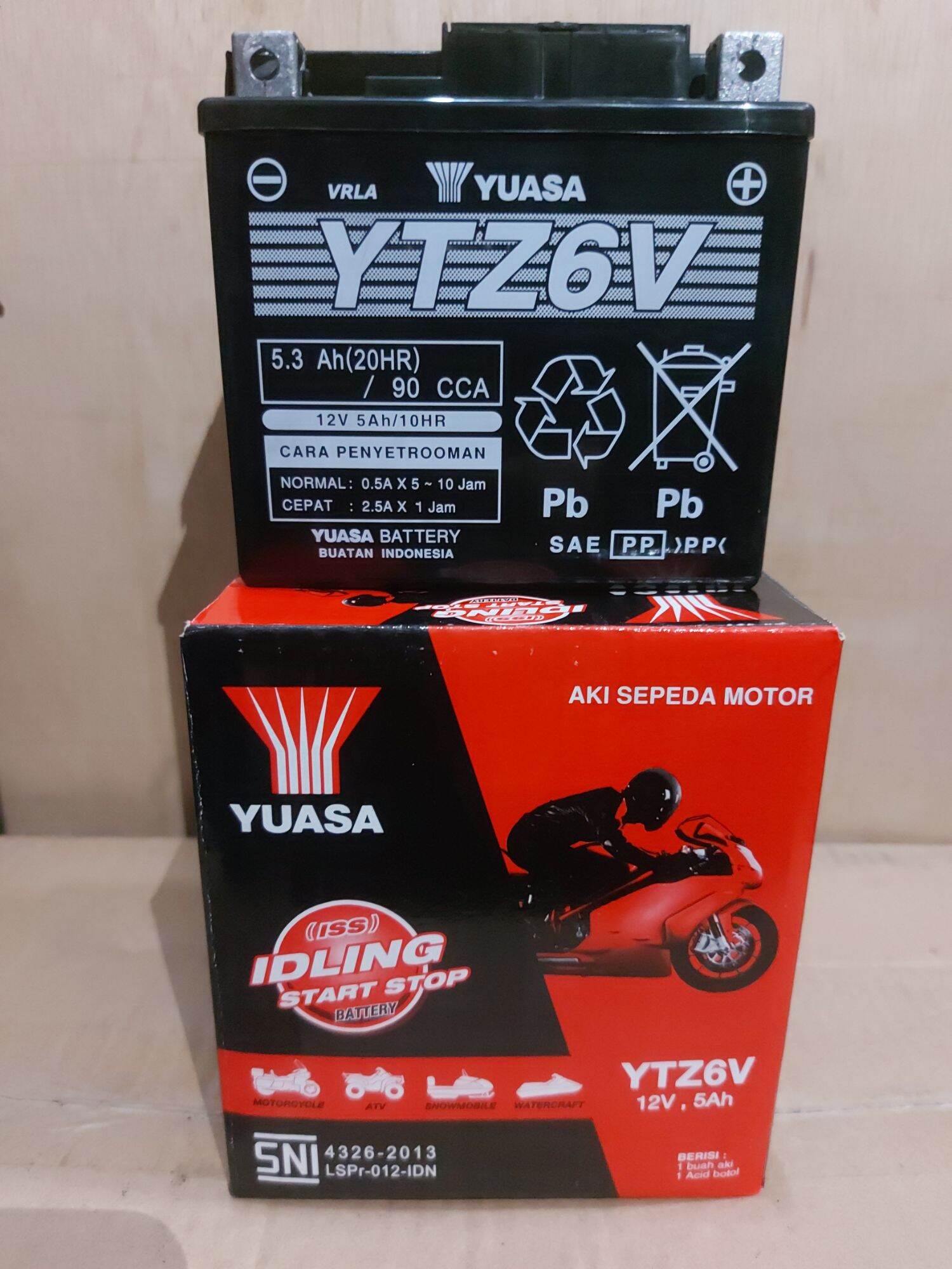 Accu Kering Motor Vario 125,Satria Fu,CBR, YTZ6V YUASA | Lazada Indonesia