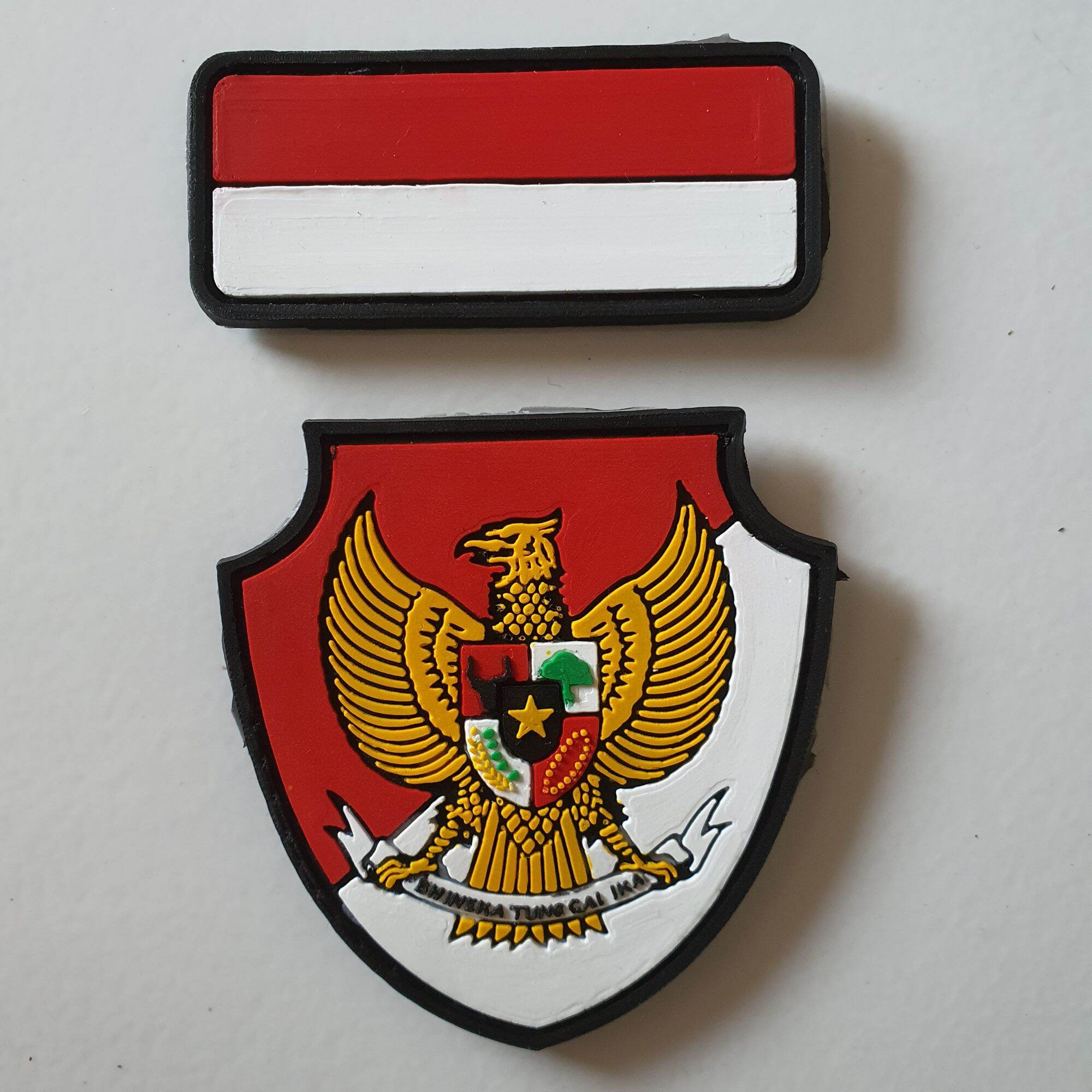 Patch Rubber Satu Set Logo Garuda Prisai Dasar Merah Putih Bendera Indonesia Keciltempelan