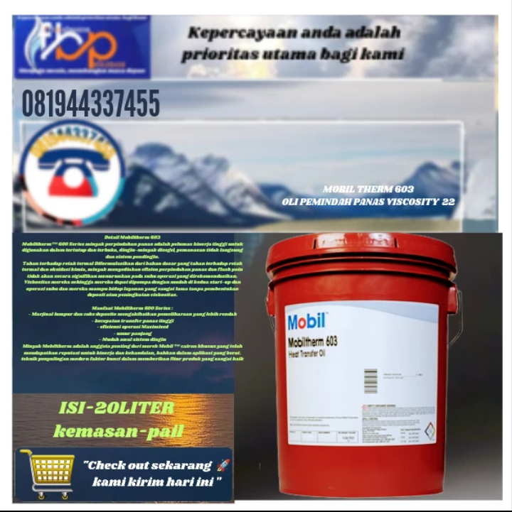 oli Pelumas pemindah panas mobil therm 603 isi-20liter kemasan pail Harga 1,050,000 rupiah*Gratis Ongkir