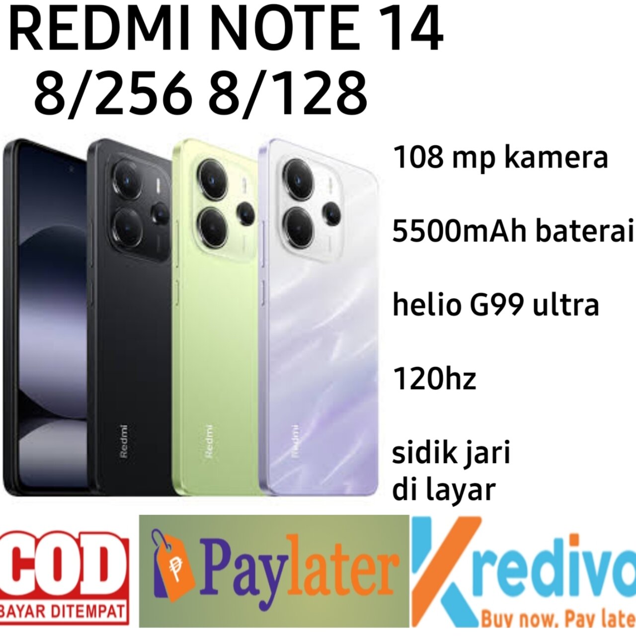REDMI NOTE 14 8/256 8/128 REDMI 14C 8/256 6/128 GARANSI RESMI XIAOMI INDONESIA Harga 2,599,000 rupiah*Gratis Ongkir