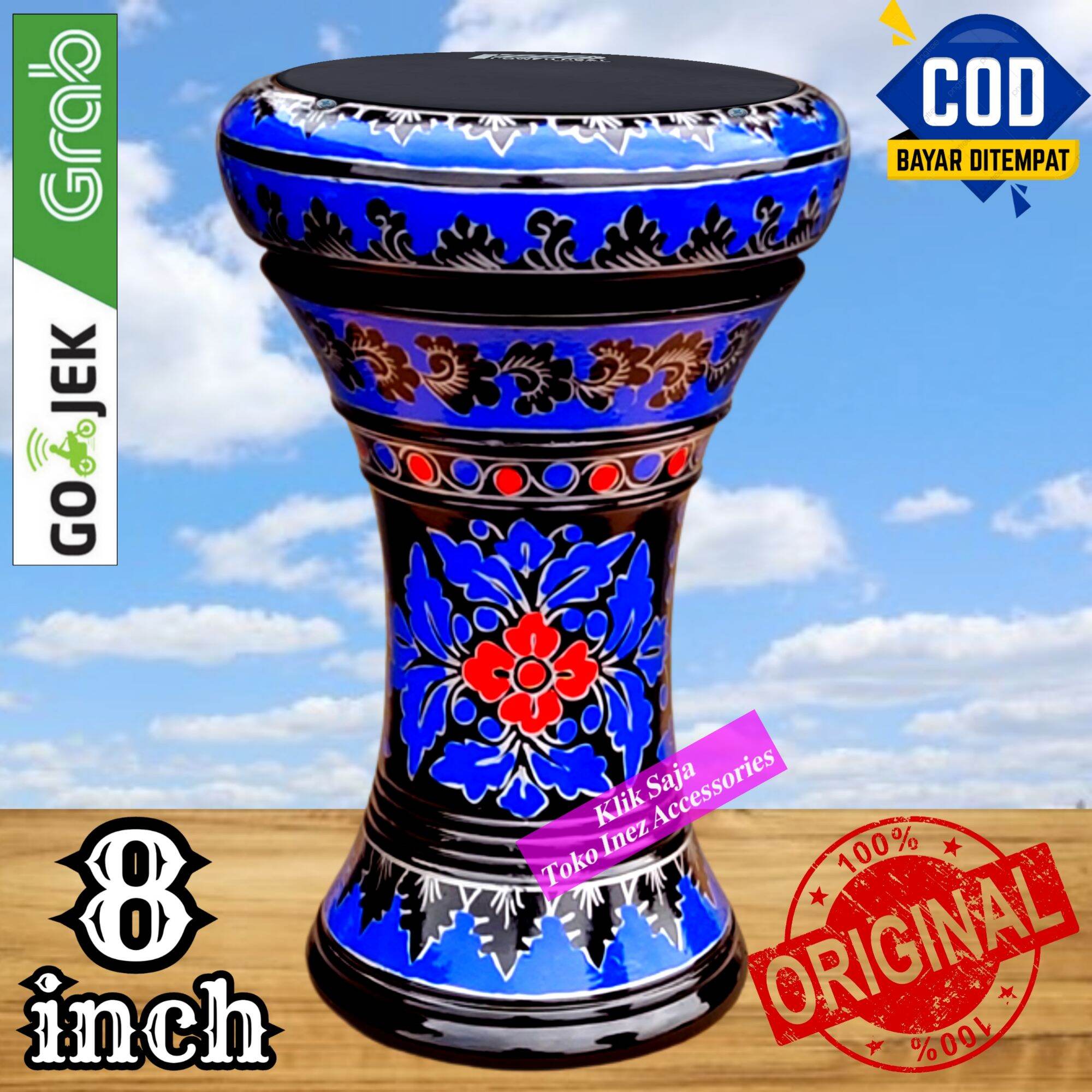 Dumbuk Atau Darbuka Kayu 8 inch Hitam Biru Power Beat Hitam | Lazada ...