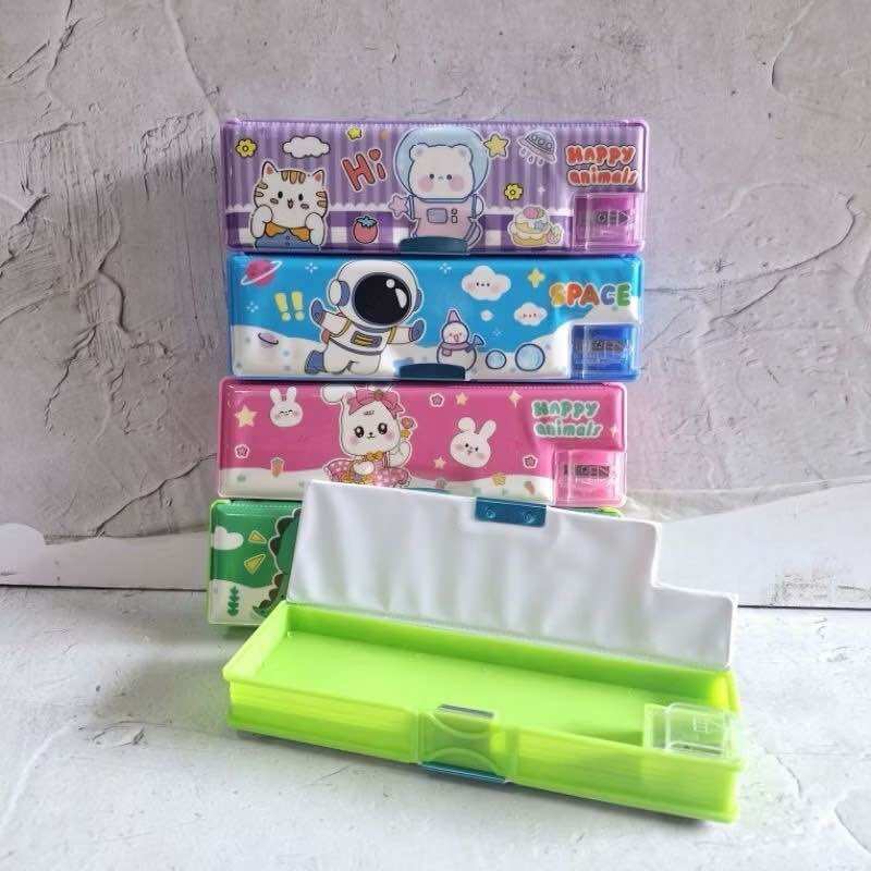 Kotak Pensil Anak Magnet Serutan Squeezy Motif Kartun Lucu Pencil Case