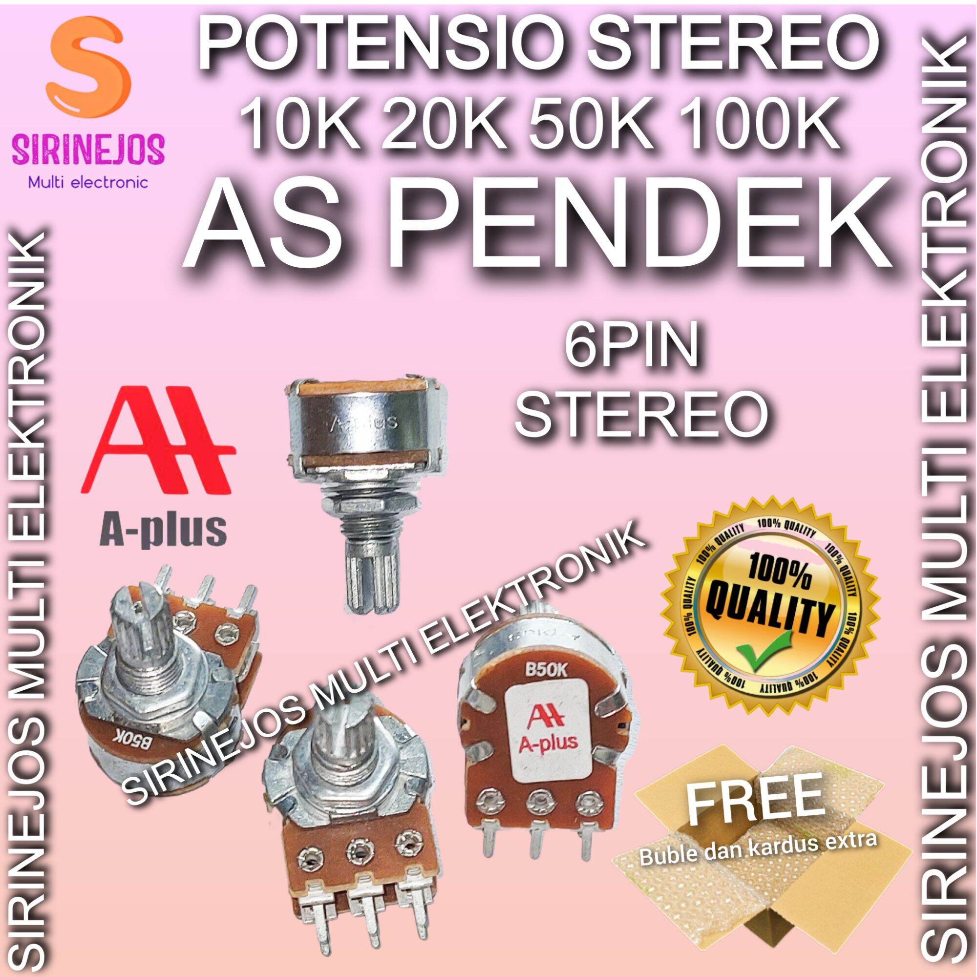 POTENSIO STEREO 10K 20K 50K 100K APLUS AS PENDEK POTENSIOMETER PUTARAN