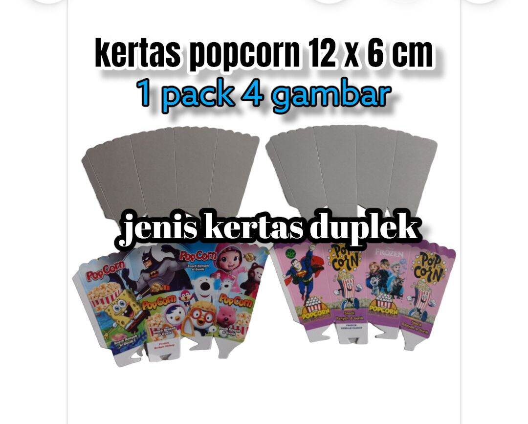 COD 400 LEMBAR KERTAS POPCORN 12 x 6 cm / PEMBUNGKUS POPCORN / WADAH ...