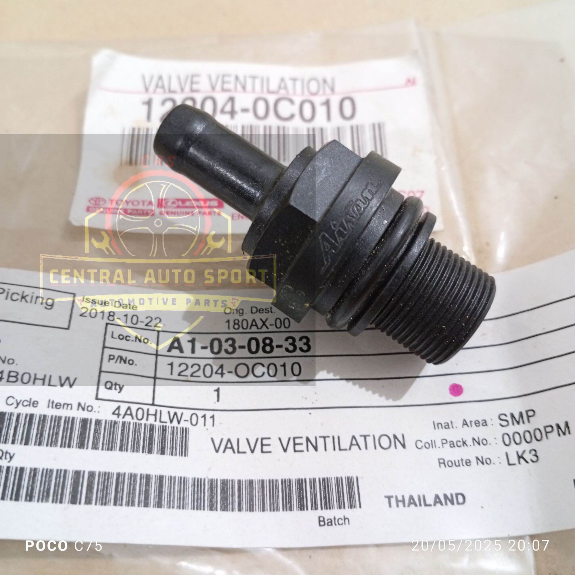 Original Valve Pcv Pvc Innova Fortuner Hilux / Valve Ventilator Innova Fortuner Hilux 12204-0C010 Harga 115,000 rupiah*Gratis Ongkir