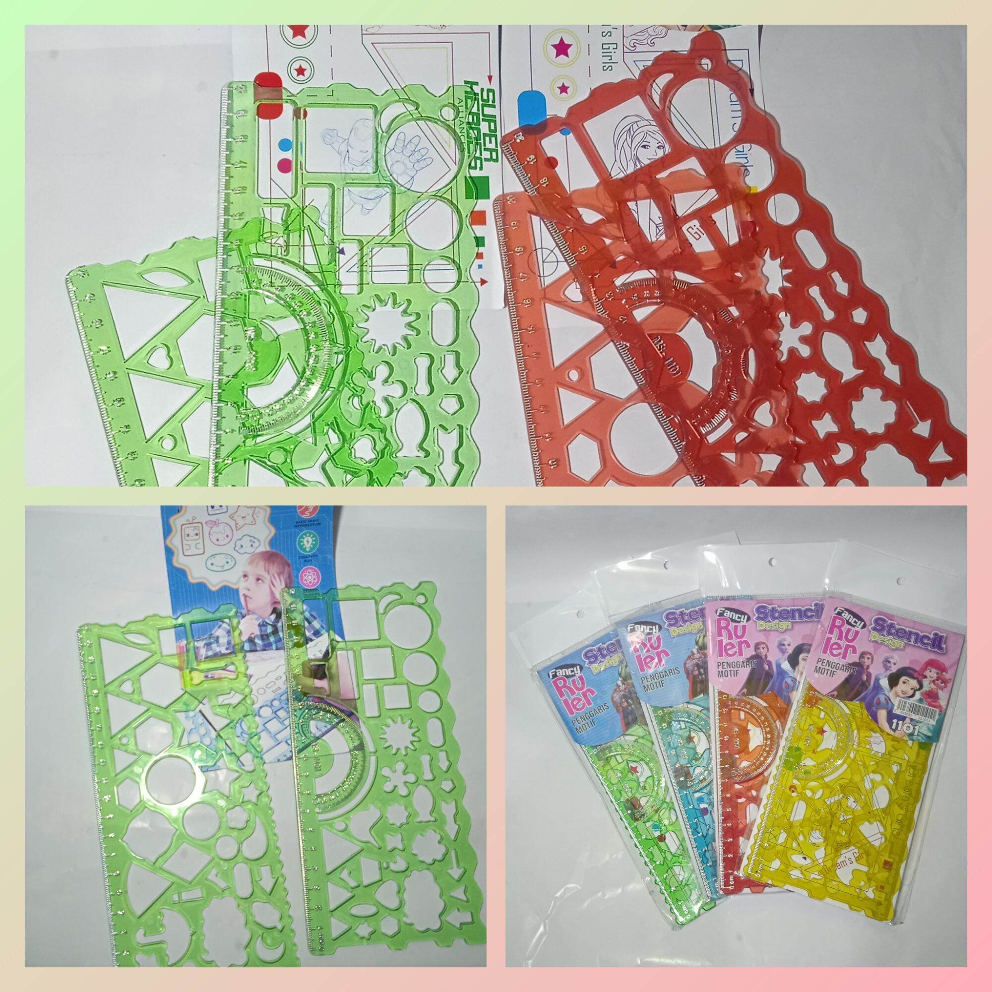 Penggaris Set Isi 2pcs Garisan Cetak/Garisan Sablon Bentuk Motif-1101