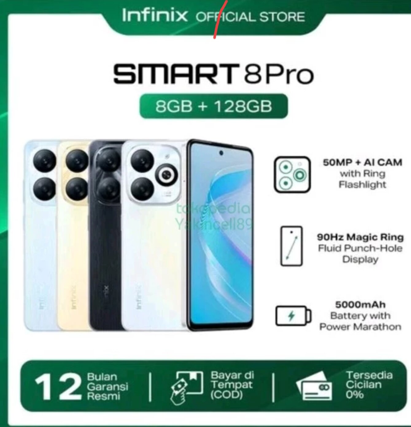 Infinix smart 8 pro Second Ram 8/128 Harga  1,800,000 Ringgit*Penghantaran Percuma