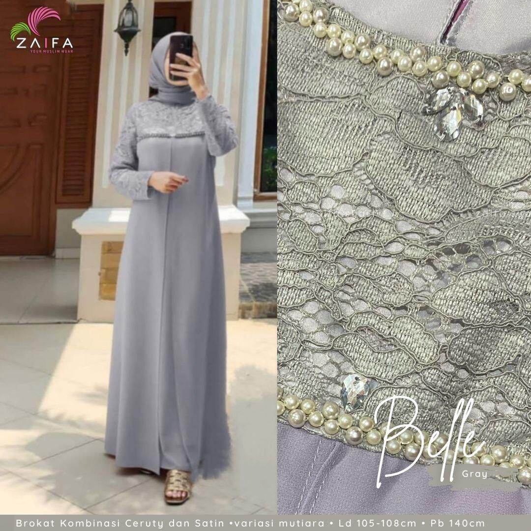 dress brokat kombinasi satin panjang