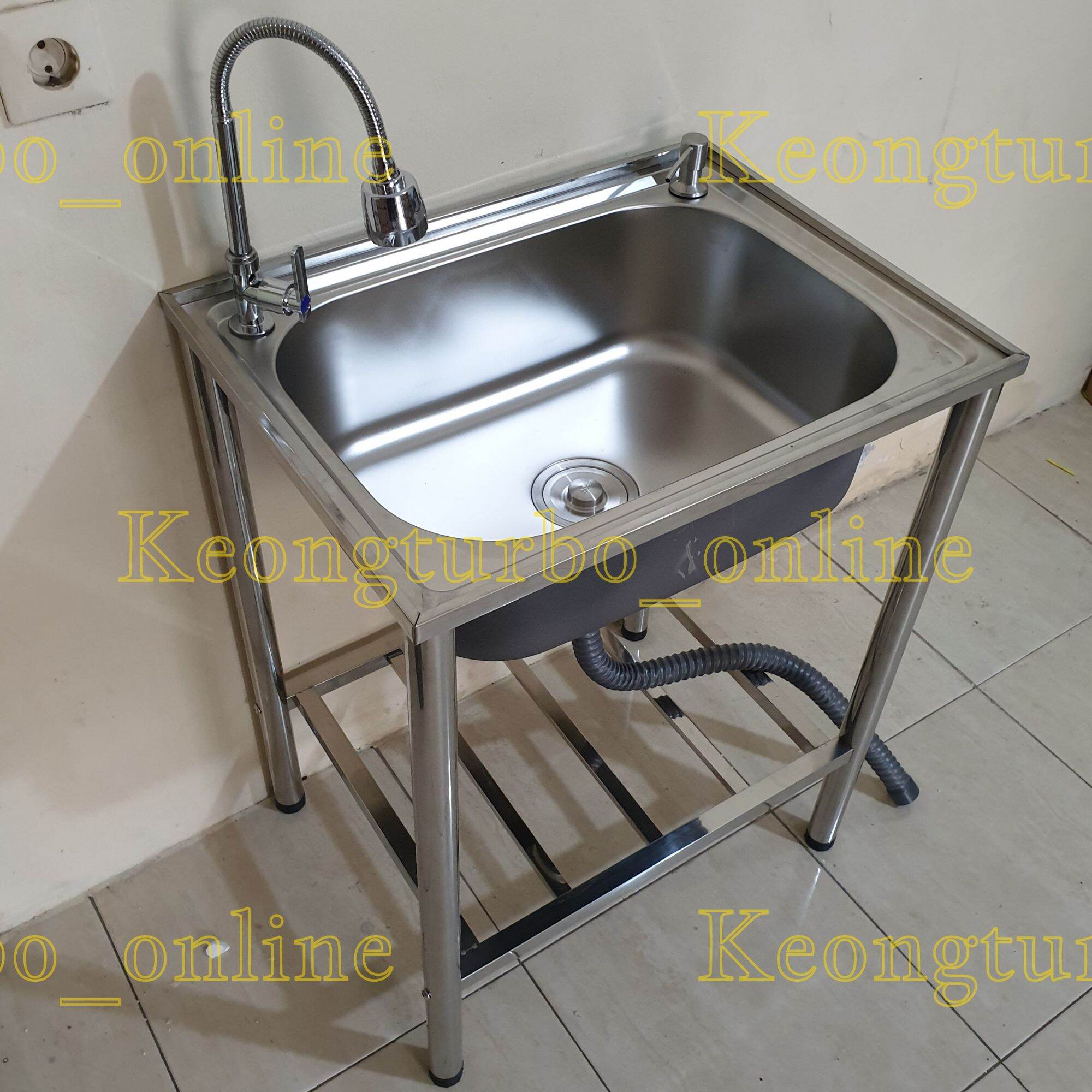 Kitchen Sink Portable Wastafel Table Full Stainless Bak Cuci Piring Meja X X Cm Fullset Kran