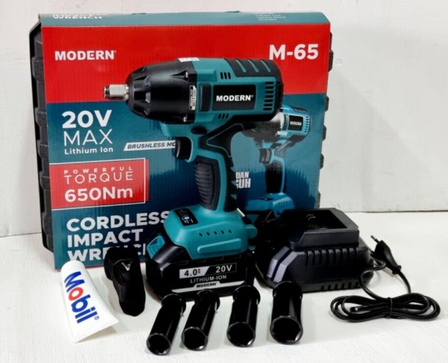 Impact Wrench MODERN M65 20V Bor Buka Baut Mobil Motor Set Koper ( 1