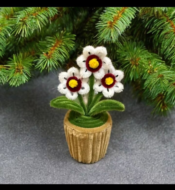 Mini Pot Kawat Bulu Mercy Bentuk Bunga Daisy Warna Warni