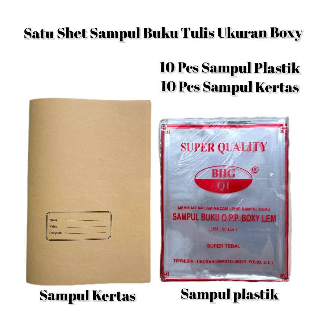 20 Pcs paket sampul buku tulis sampul plastik dan Sampul kertas ukuran kwarto dan boxy