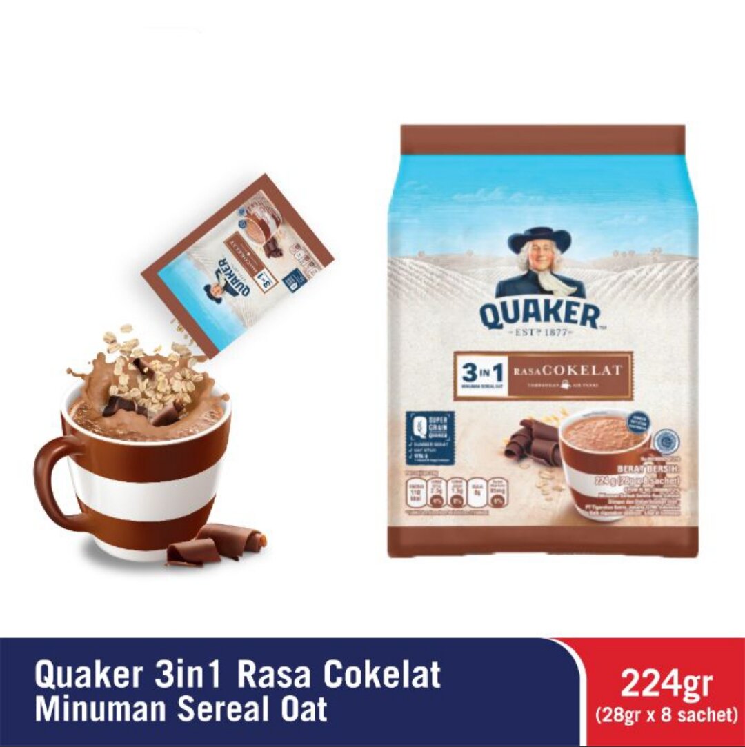 Quaker 3in1 Chocolate 8 Sachet Minuman Sereal Oat Lazada Indonesia