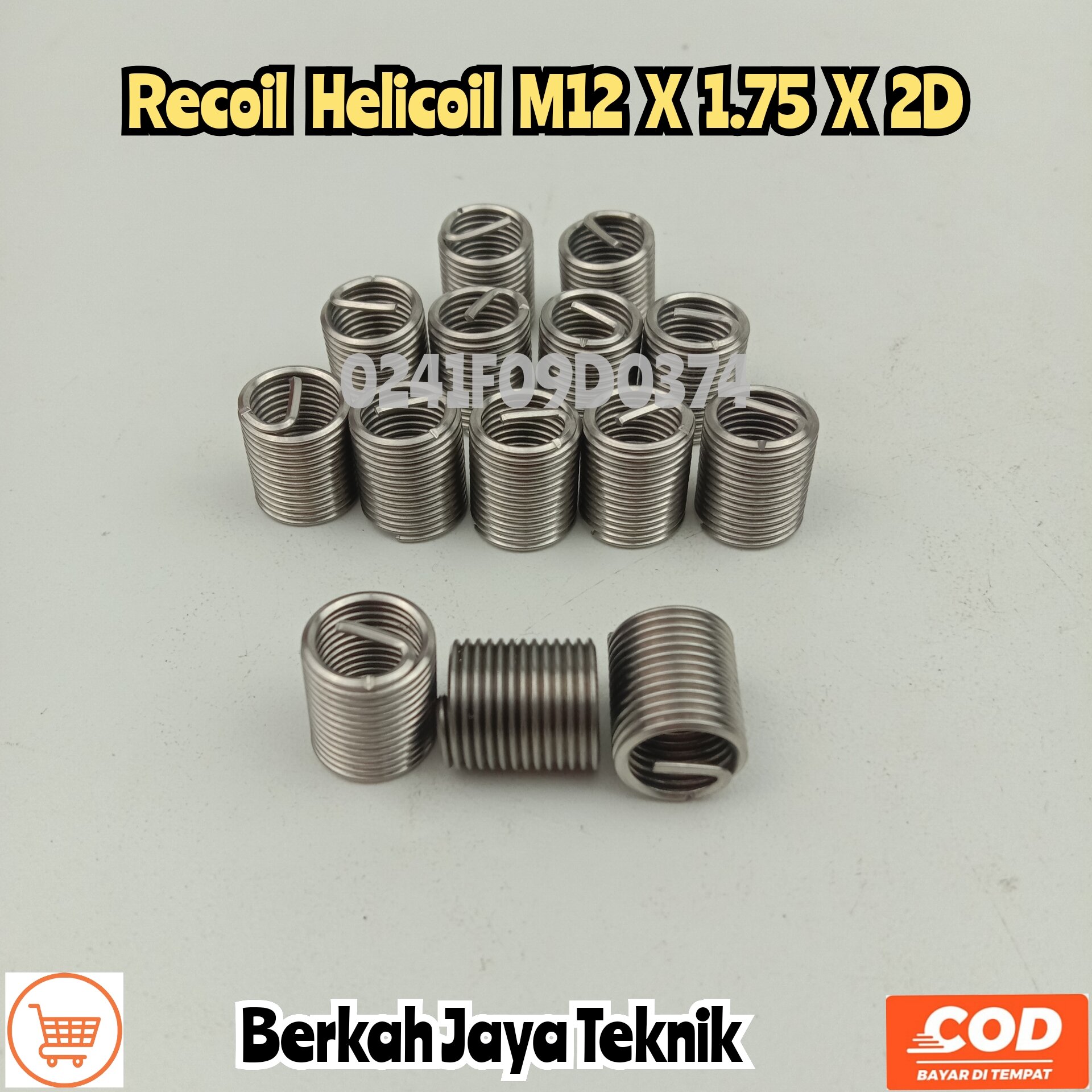 Recoil helicoil M12 x 1.75 x 2D cocok untuk drat baut 17 industri Kasar ...