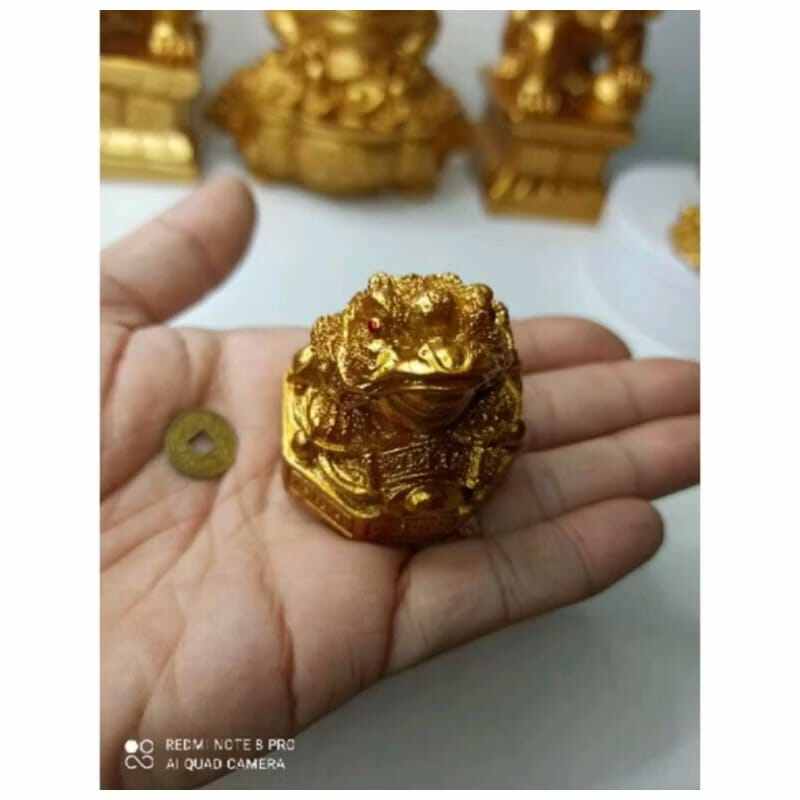 Pajangan aksesoris patung fengshui kodok gold mini
