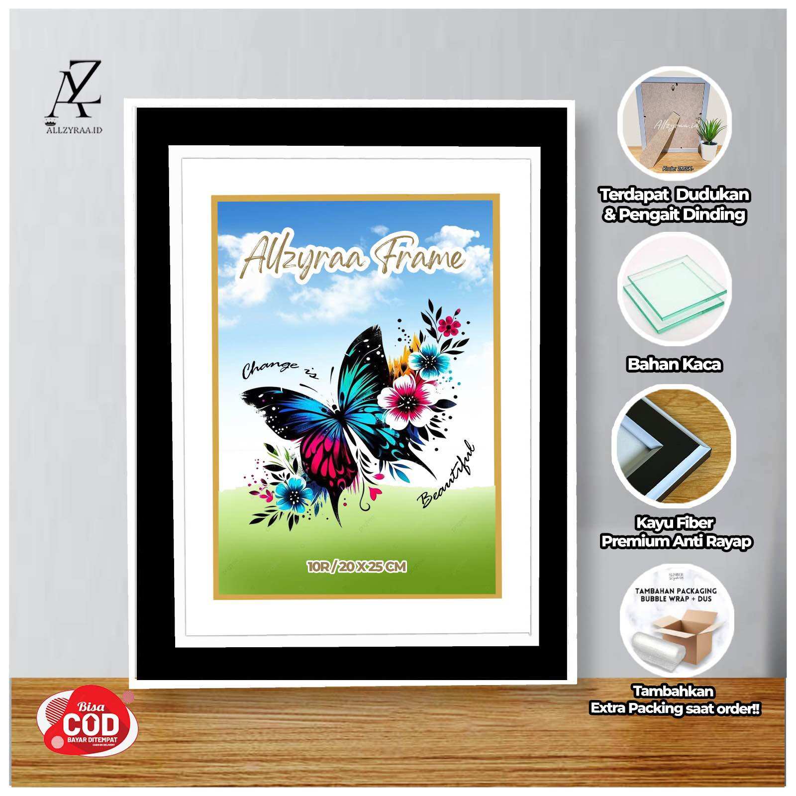 Termurah!! Bingkai + KACA 10R / 20x25 cm Minimalis Ukir Murah Tersedia Harga Grosir estetik aesthetic Kaca Frame Pigura Mdf