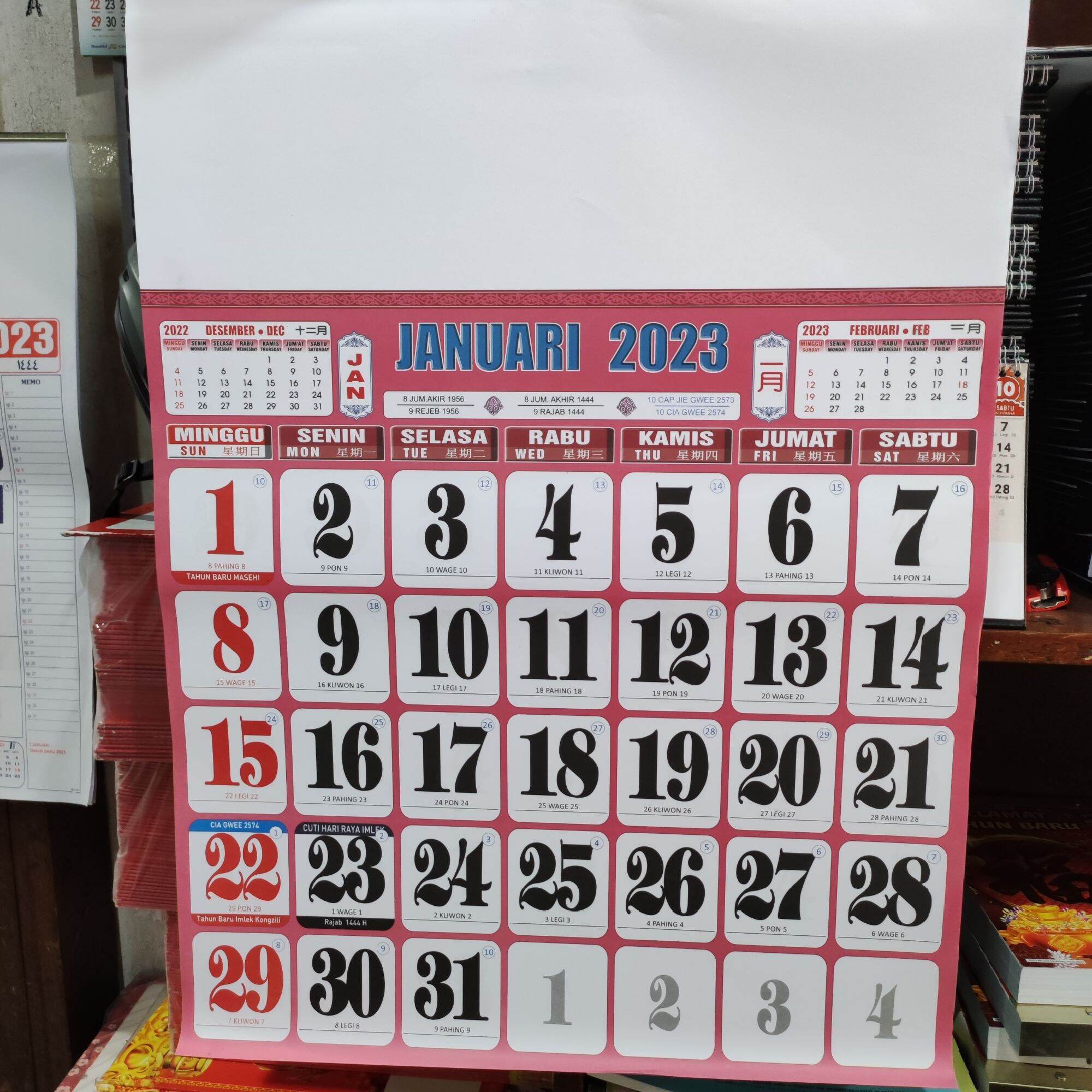 kalender kerja ukuran jumbo full colour, angka lebih terang dan jelas