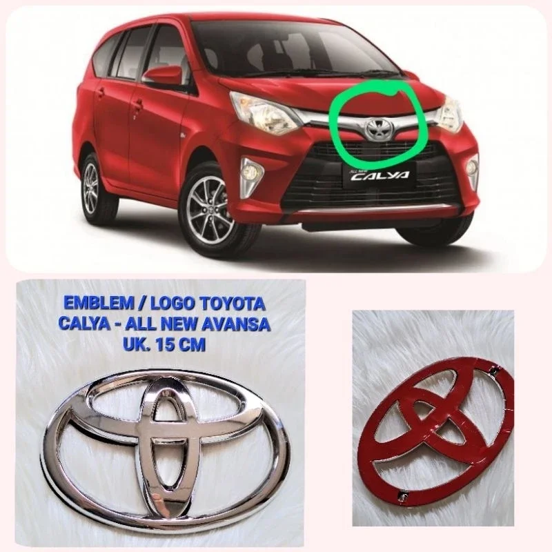 emblem depan logo toyota calya ukuran 15cm warna crome Harga 55,000 rupiah*Gratis Ongkir