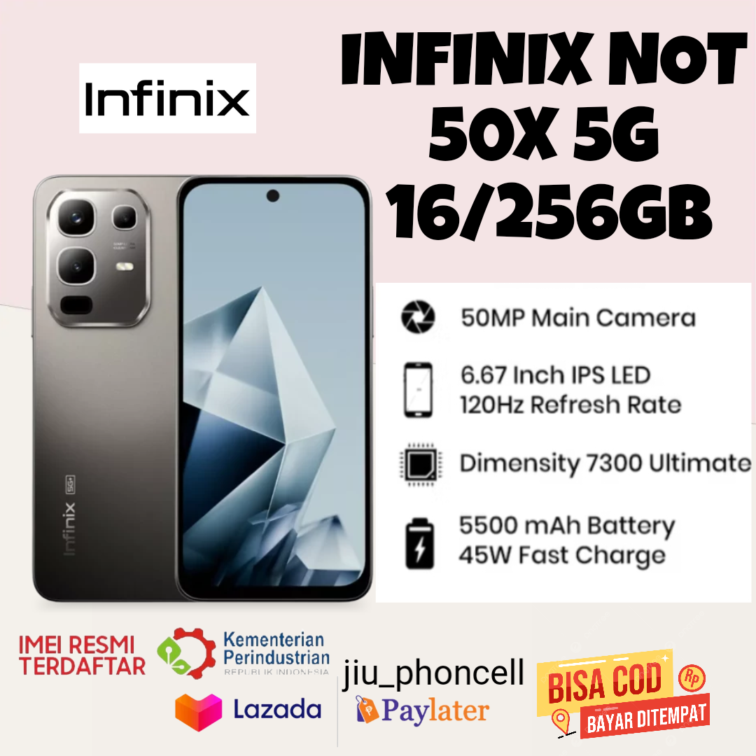 Infinix Note 50 X 5g, Ram 16+256 Gb (Extendable Ram 8+8 Gb) Gaming Processor, 1 Year Warranty Harga  1,885,000 Ringgit*Penghantaran Percuma