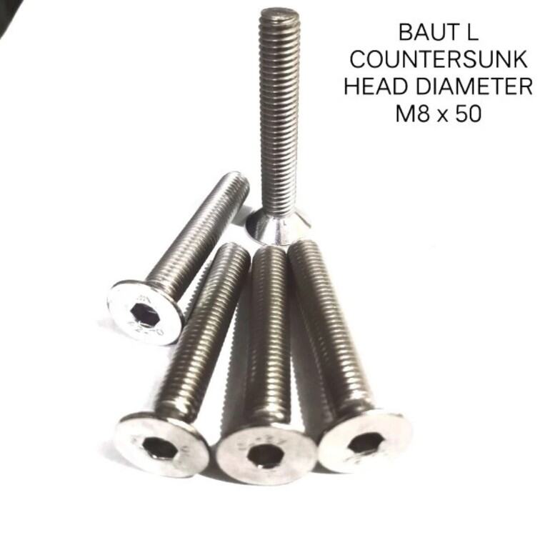 BAUT VERSENG M8 x 50 BAUT COUNTERSUNK SS304 BAUT L Lazada Indonesia