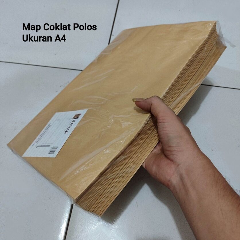 1 Pak Map Coklat Polos A4 Isi 100 Lembar