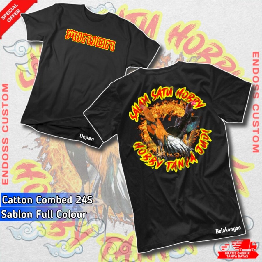 Kaos Pria T-SHIRT Lengan Pendek Gambar Ayam Hobby Aduan Bangkok Kualitas Distro Premium Bahan Cotton Combed 24S