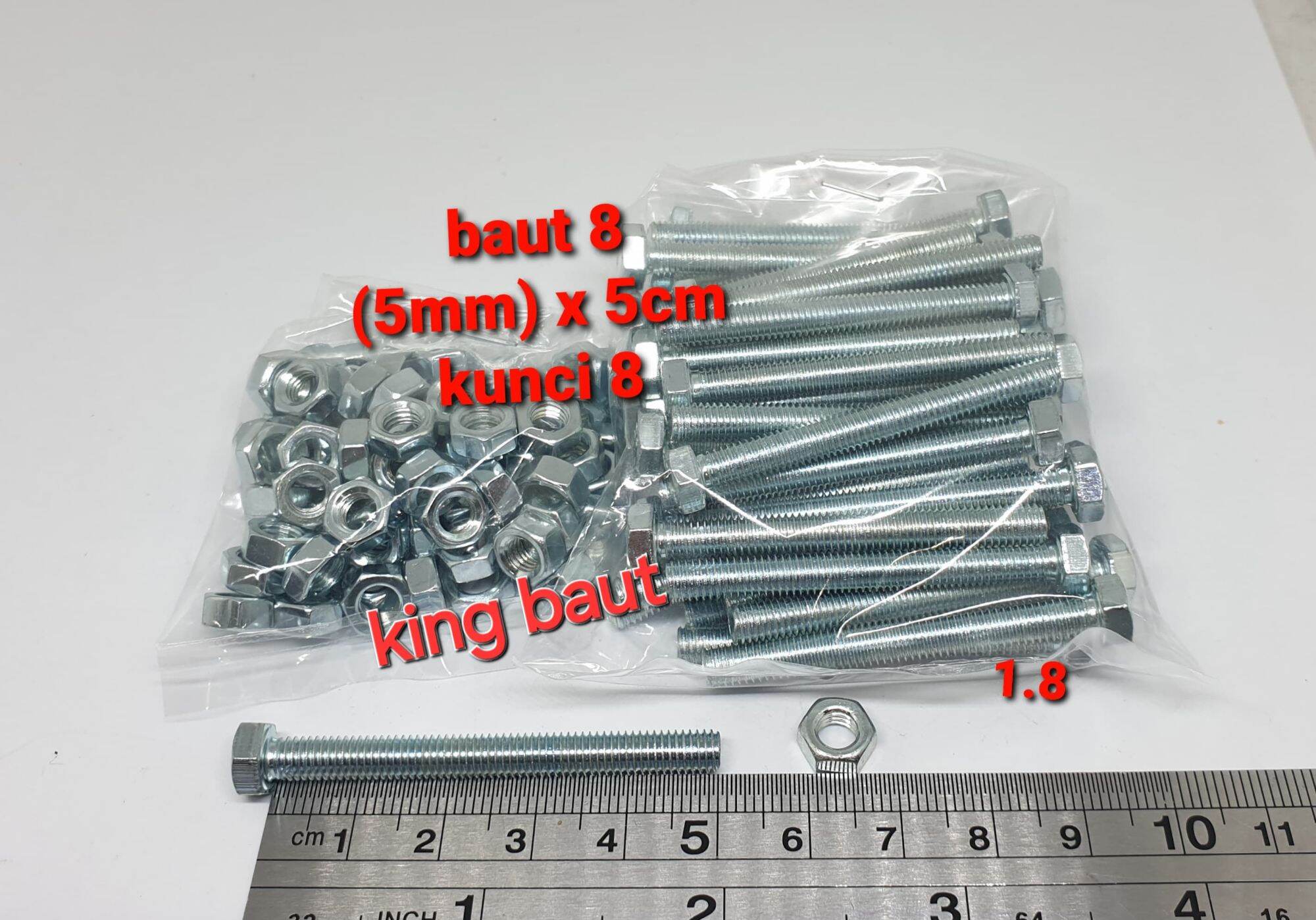 (Package of 100 Sets) Bolts 8 (5mm) X 5cm + Nuts (Bmp) Harga 50,000 rupiah*Gratis Ongkir