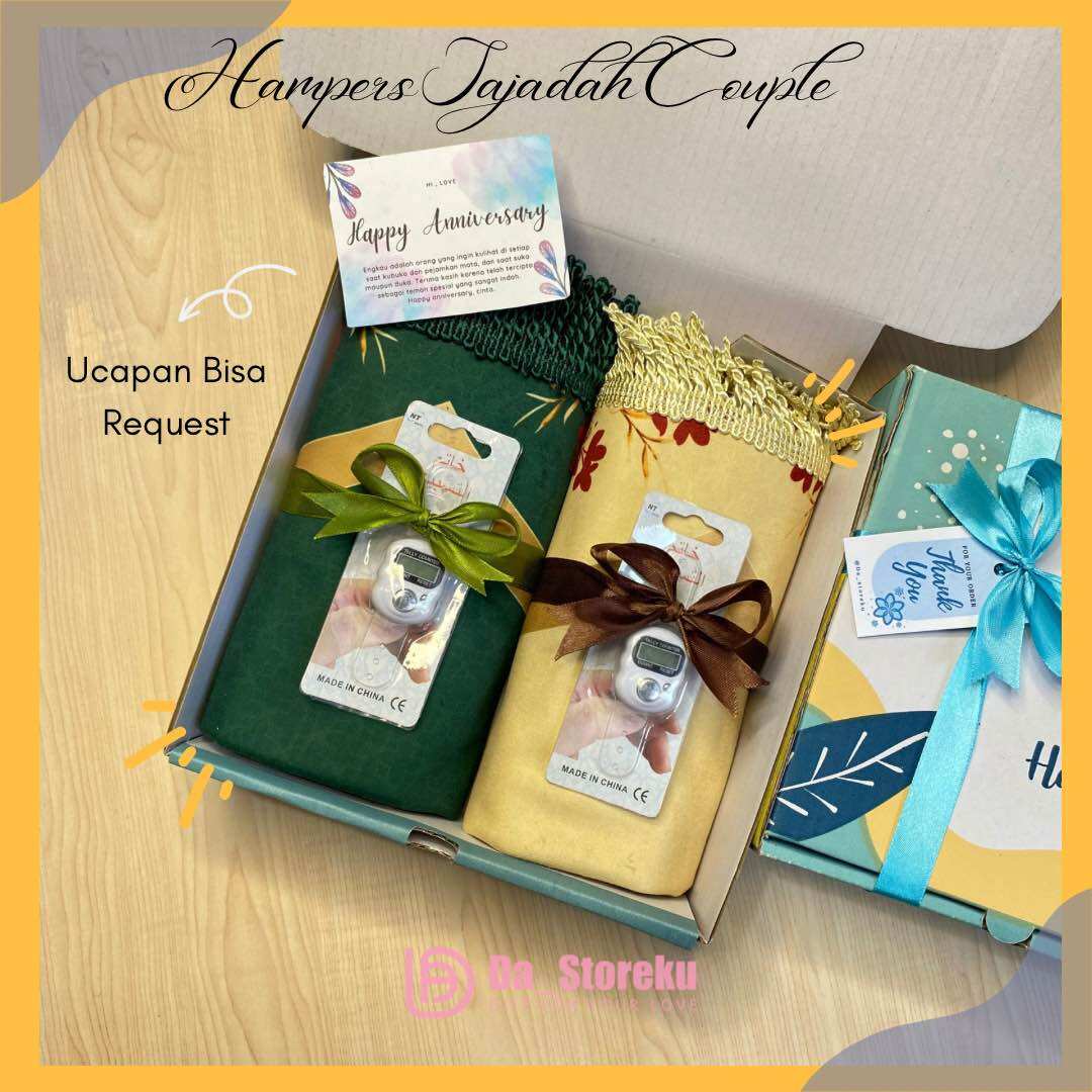 Hampers Sajadah Premium Couple Bahan Suede hadiah pernikahan Idul Fitri Ultah Hari Raya / Souvenir Saj…