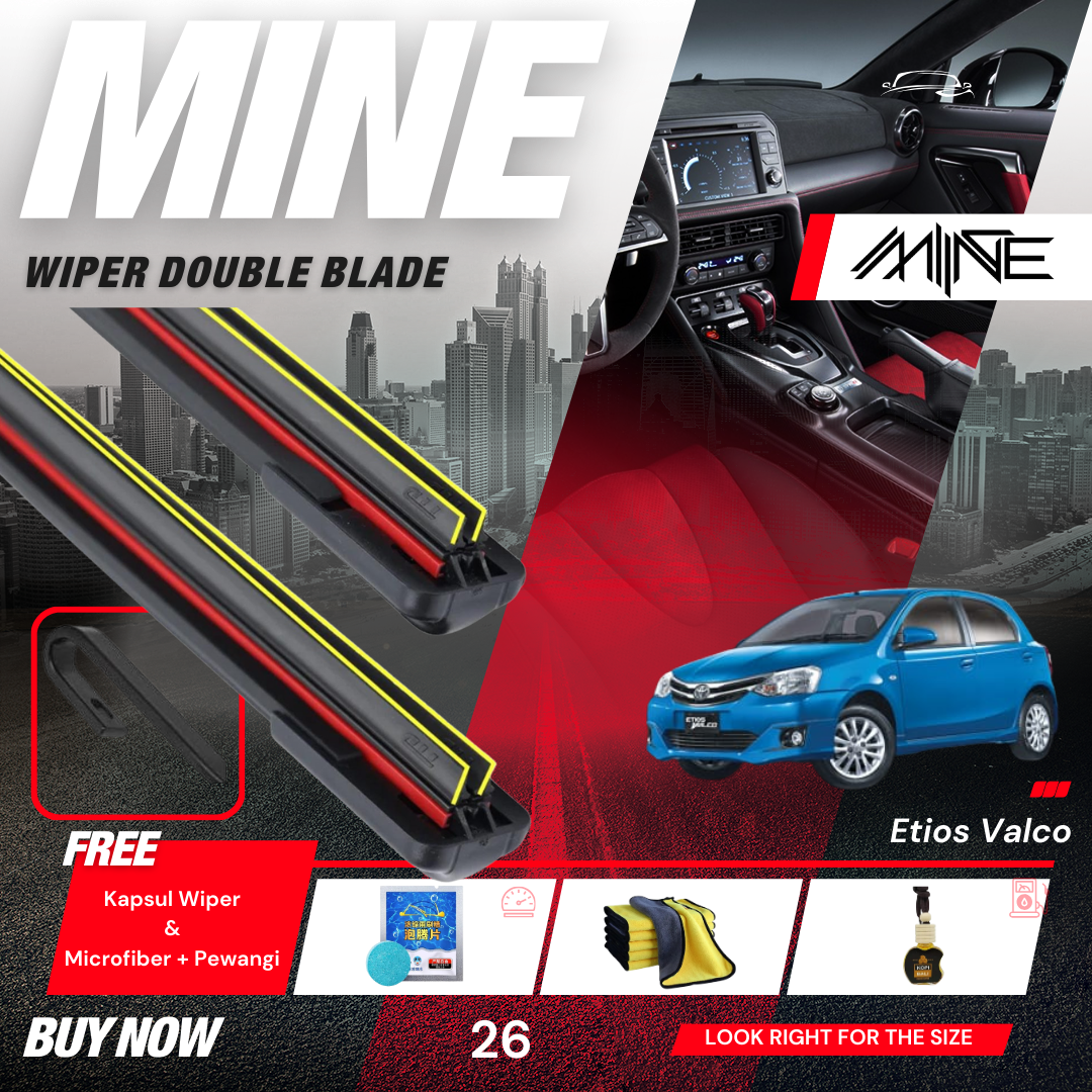 Wiper Frameless Double Blade TOYOTA ETIOS VALCO 1 Pc FREE BONUS Giá 33,850 Đồng*Miễn phí vận chuyển