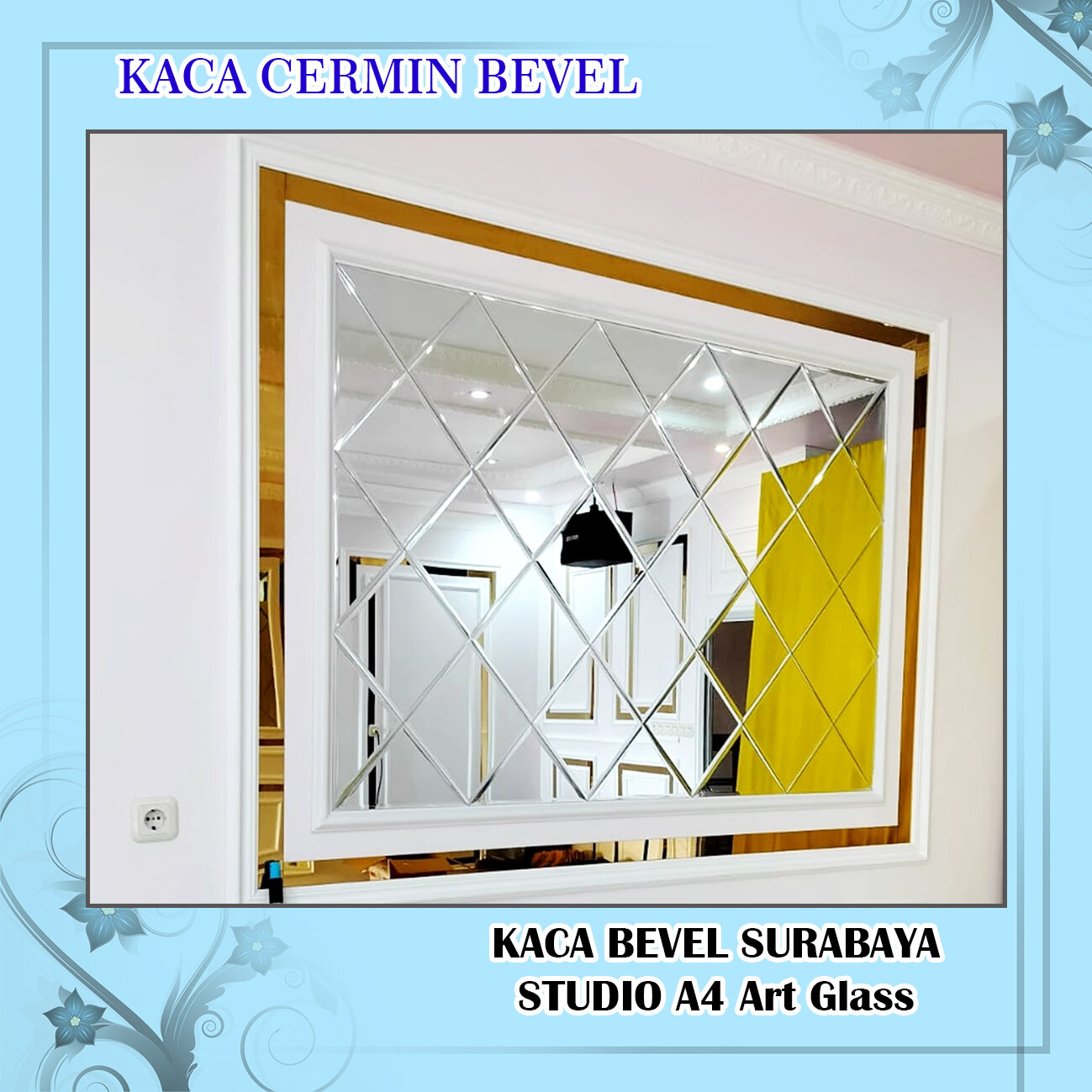 cermin bevel 80 x 140 cm 3 mm 1 cm kaca cermin bevel asli kaca miring kaca moulding