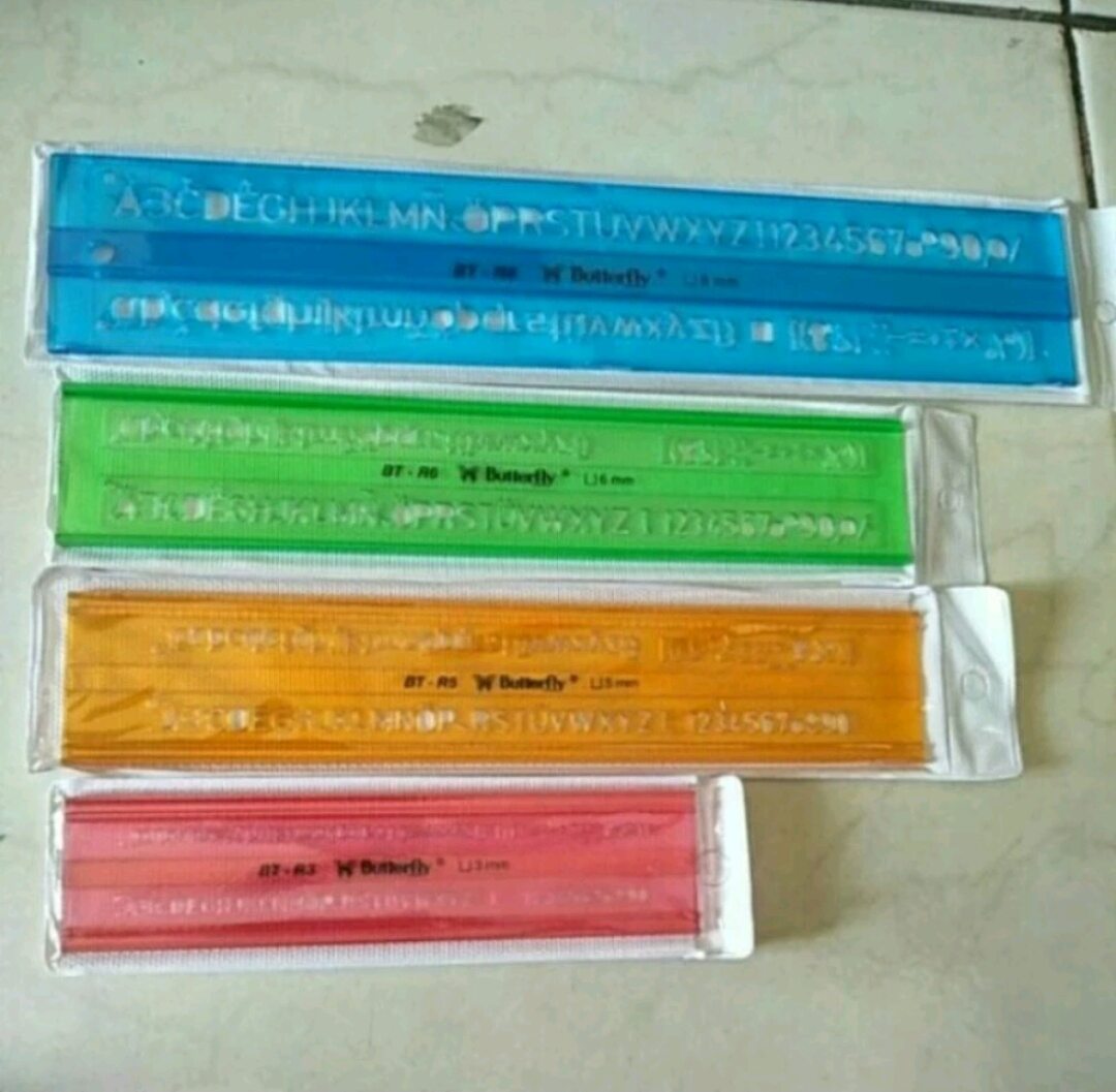 Penggaris Mal Huruf 3 mm 5 mm 6 mm 8 mm Butterfly BT-R3 R5 R6 R8