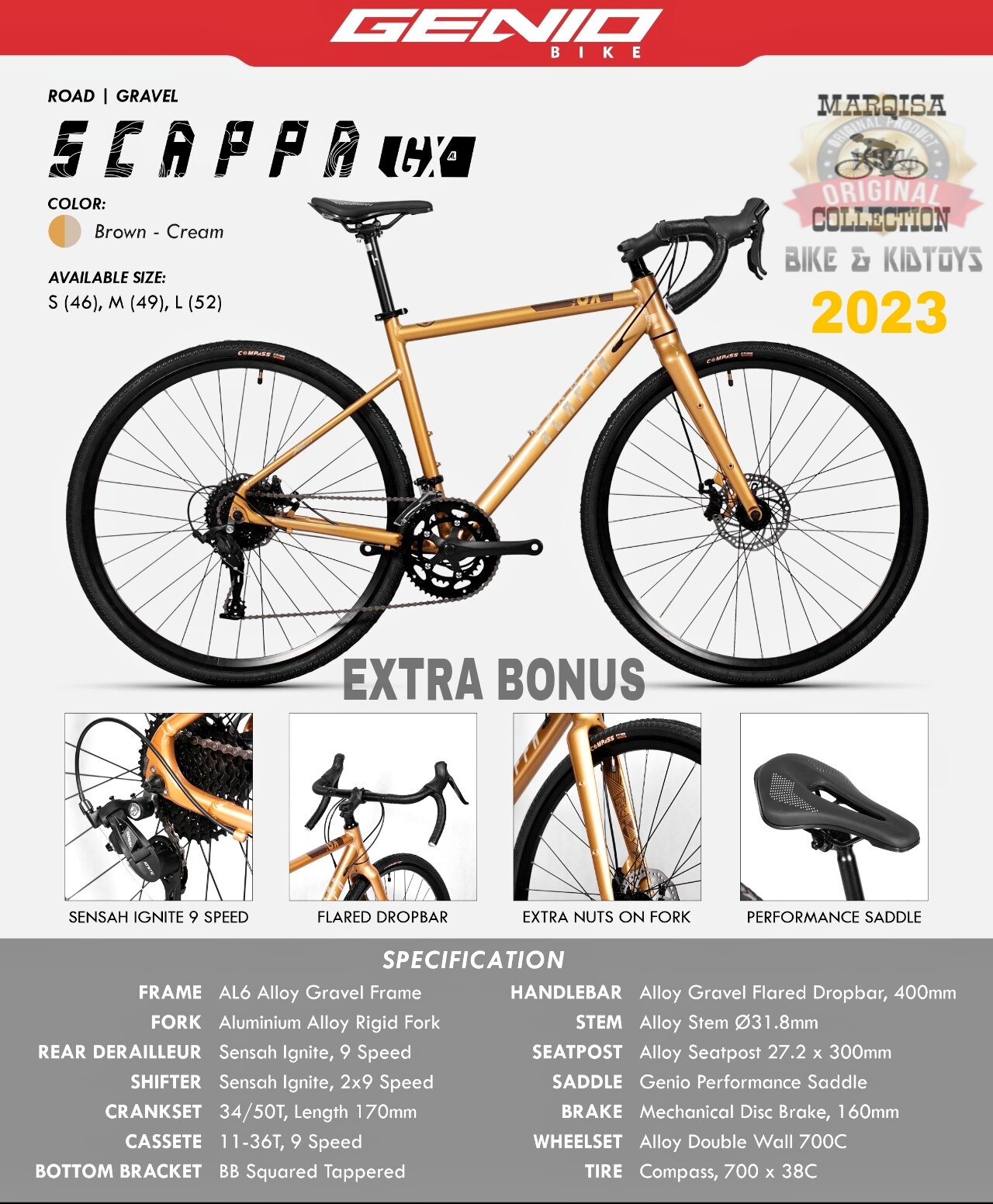 Sepeda Mtb Bici Gravel Bonus Sepeda Balap 700c Gravel Bike Genio