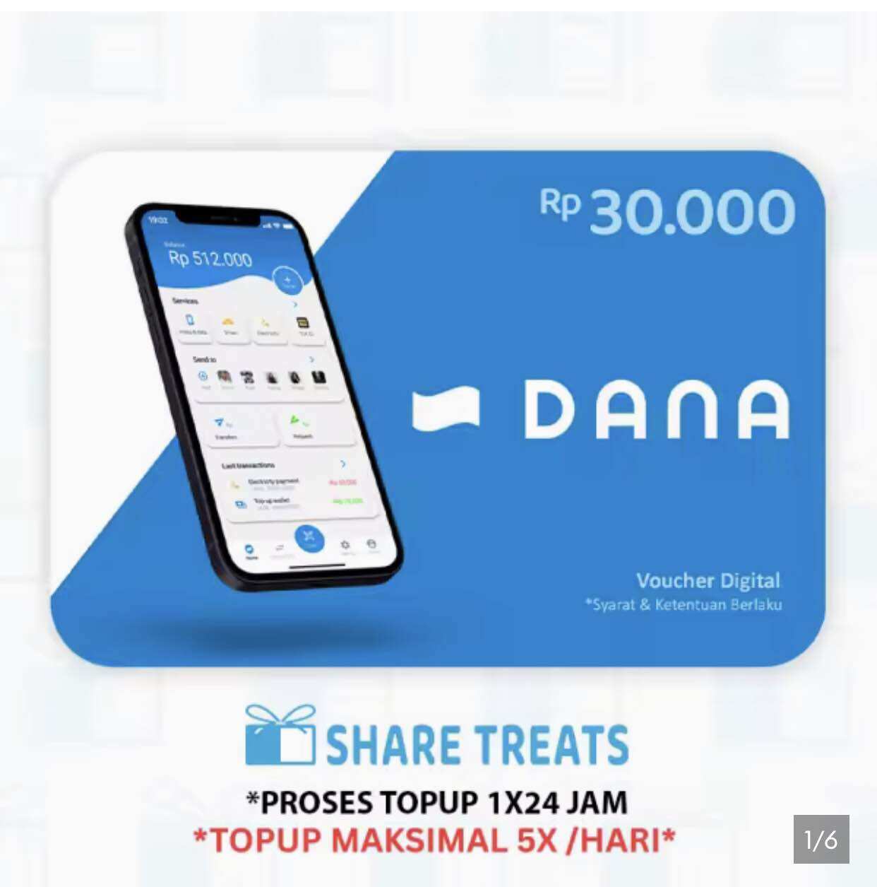 Top up Funds - Merek Dana Harga 6,000,000 rupiah*Gratis Ongkir