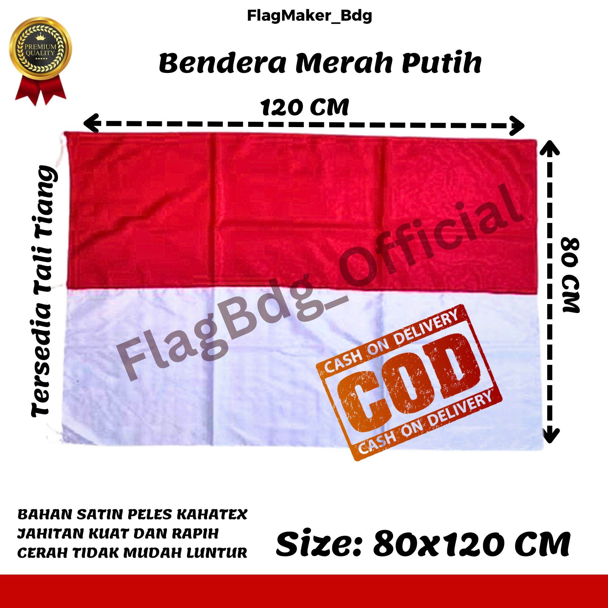 Bendera Merah Putih Bendera Indonesia 80x120cm Bahan Satin Peles ...