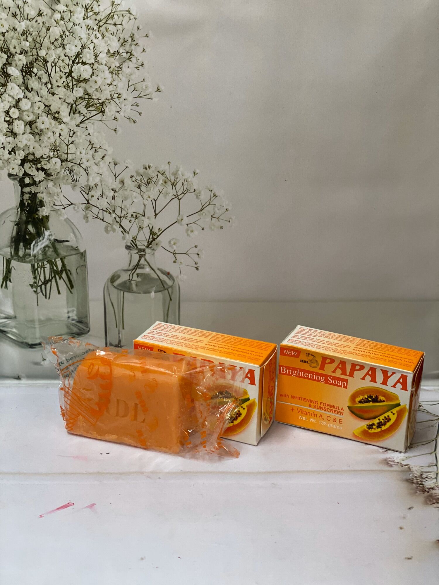 (3 PCS) SABUN PAPAYA RDL BRIGHTENING UK:135 GRAM / SABUN PAYA BESAR