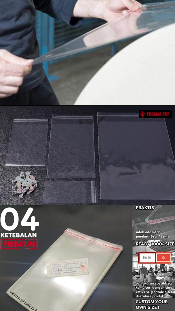 Plastik OPP 205x23 TEBAL isi 100 Kantong Bening Kemasan