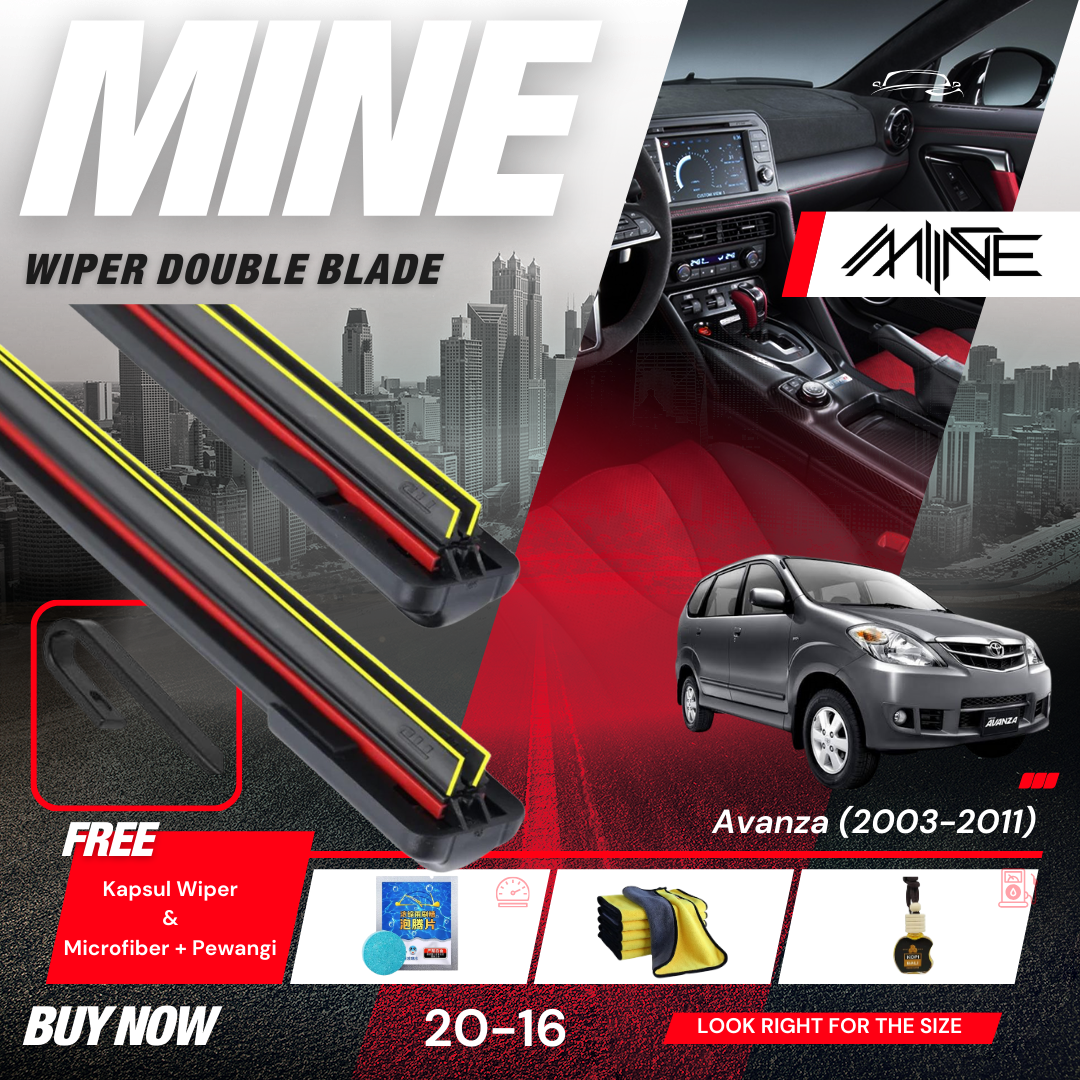 Wiper Frameless Double Blade TOYOTA AVANZA 1 Pasang FREE BONUS Harga 47,250 rupiah*Gratis Ongkir