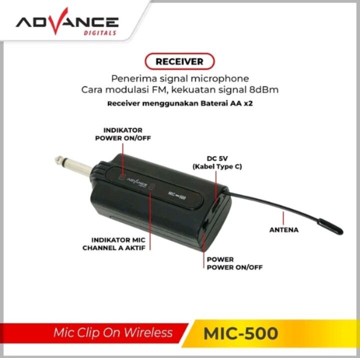 Clip On Advance Microphone mic-500 suara jernih, jangkuan luas jauh ...