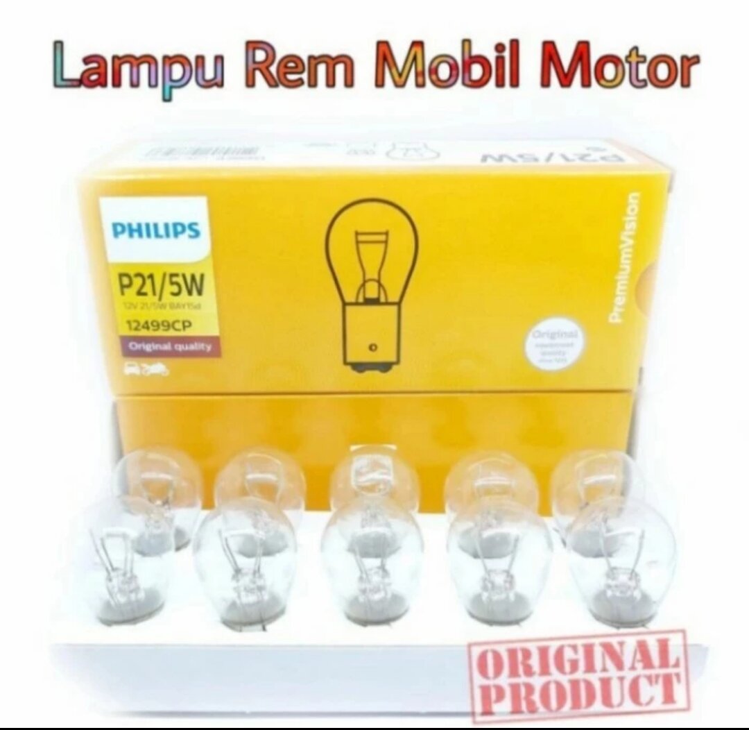 Jual Philips P21 5W 12V-Bohlam Lampu Rem Mobil Motor 12499